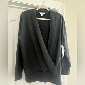 Athleta NWT Purana V-Neck Wrap Sweatshirt Gray Medium
